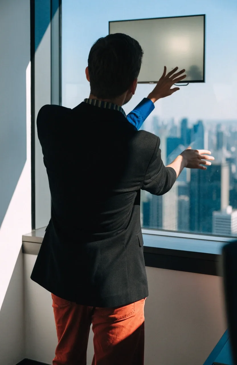 A consultant walking a client through a scoping document across a bright meeting table